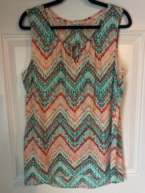 Maurices Chevron Tank Top in Teal, Coral & Cream